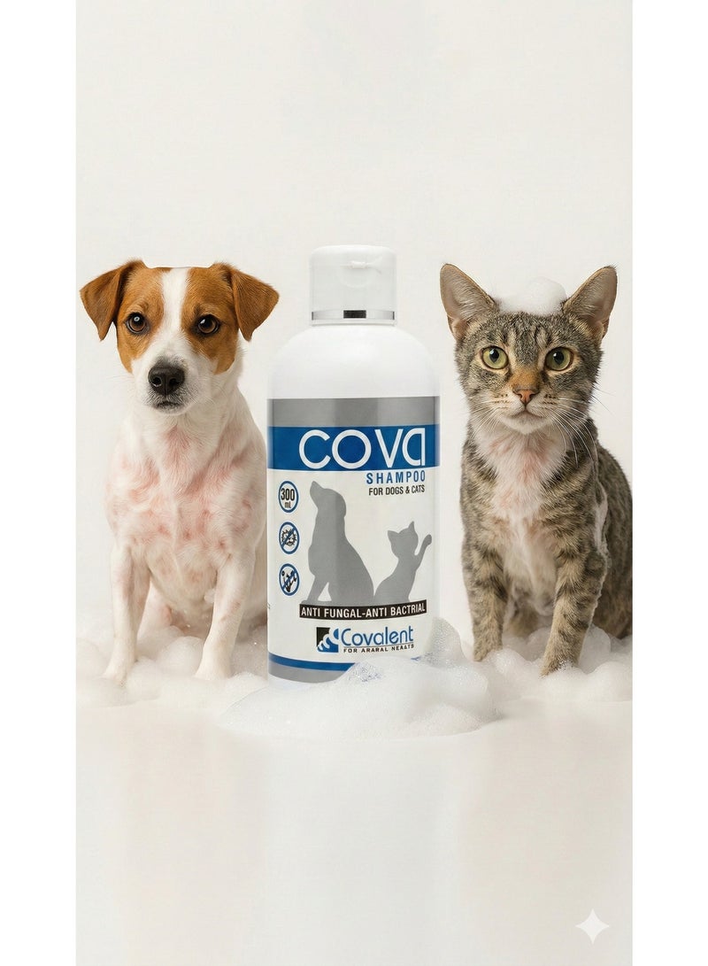 Cova Veterinary Fungus & Skin Bacteria Treatment Shampoo for Cats & Dogs – Ultra Moisturizing & Protecting Coat (300ml) - Image 1
